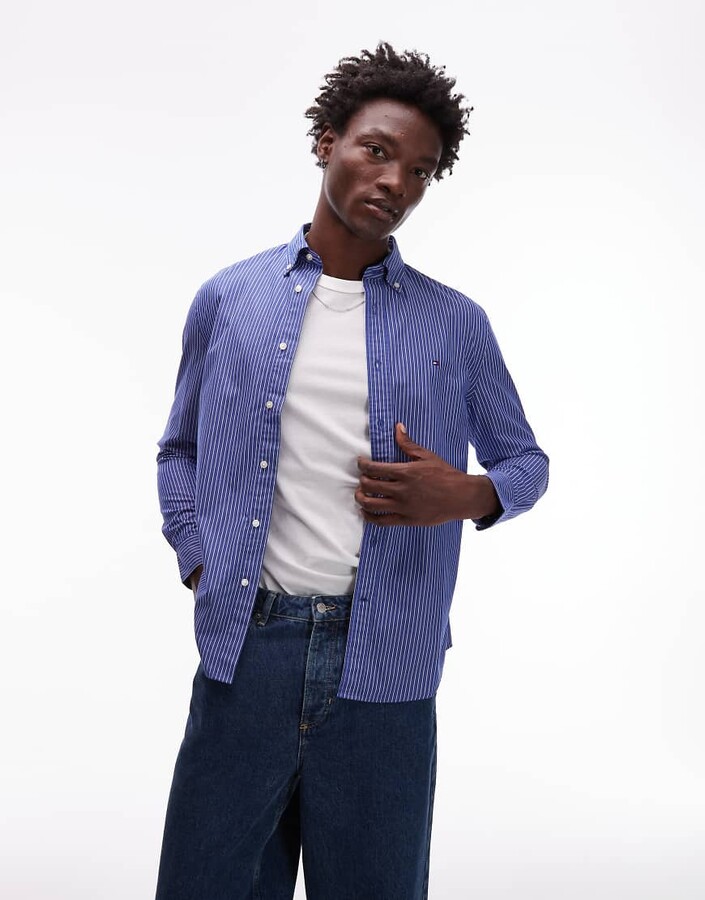 Tommy Hilfiger poplin stripe shirt in blue