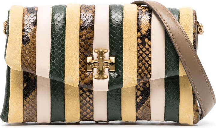 Tory Burch KIRA CHEVRON SMALL FLAP SHOULDER - Handbag - sandpiper/multi-coloured  
