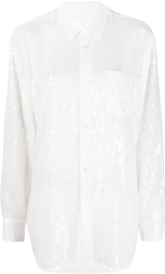 white sequin shirt