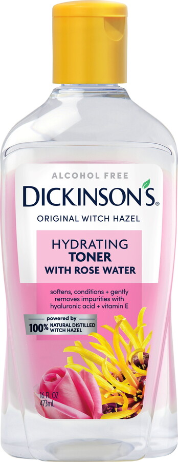 Dickinson's Hydrating Witch Hazel Toner with Rosewater, Alcohol Free, 16 fl oz