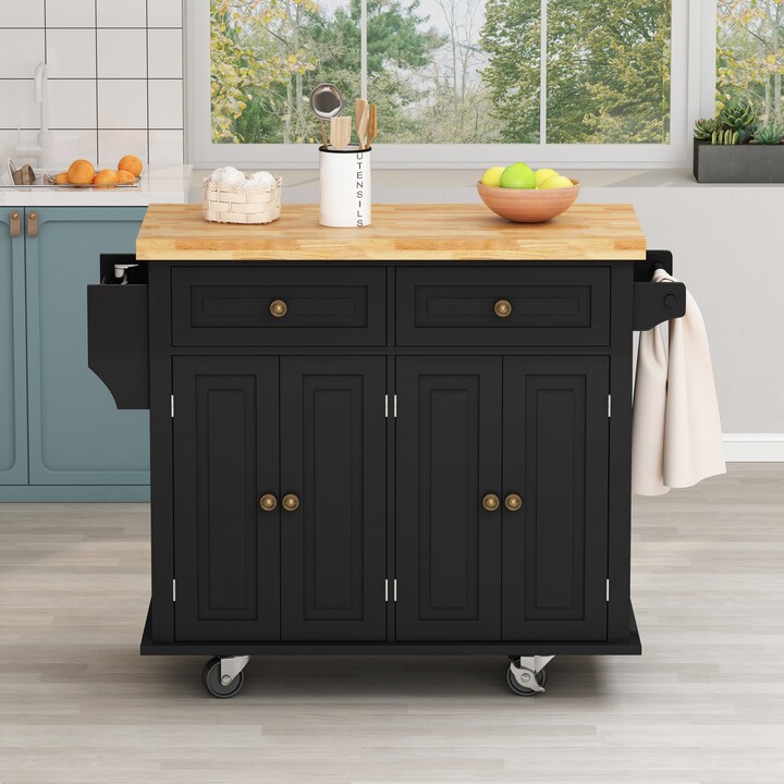 Kitchen Island Cart with Two Storage and Two Locking Wheels