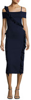 Thumbnail for your product : Jason Wu Off-Shoulder Ruffle-Trim Dress, Navy
