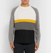 Thumbnail for your product : Barena Panelled Cotton-Jersey, Brushed-Twill And Striped Virgin Wool-Blend Sweatshirt