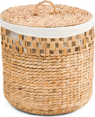 TJMAXX Round Hamper With Open Top And Rice Nut Bottom With Liner