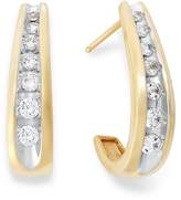 Thumbnail for your product : Macy's Channel-Set Diamond J Hoop Earrings in 14k Gold (1/2 ct. t.w.)