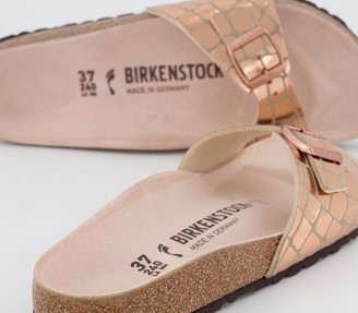 Birkenstock Madrid 1 Bar Mule Sandals Gator Gleam Copper