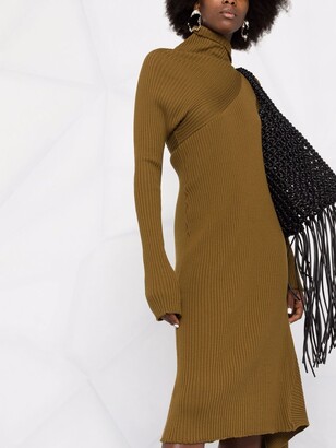 Marques Almeida Asymmetric Ribbed-Knit Draped Dress