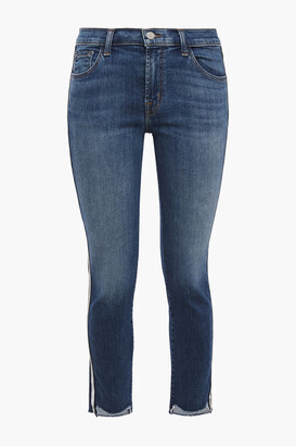 J Brand 811 cropped striped faded mid-rise skinny jeans - Blue - 24