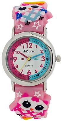 Ravel Children's Girls Time Teacher 3D Owl Pink Silicone Strap Watch R1513.74
