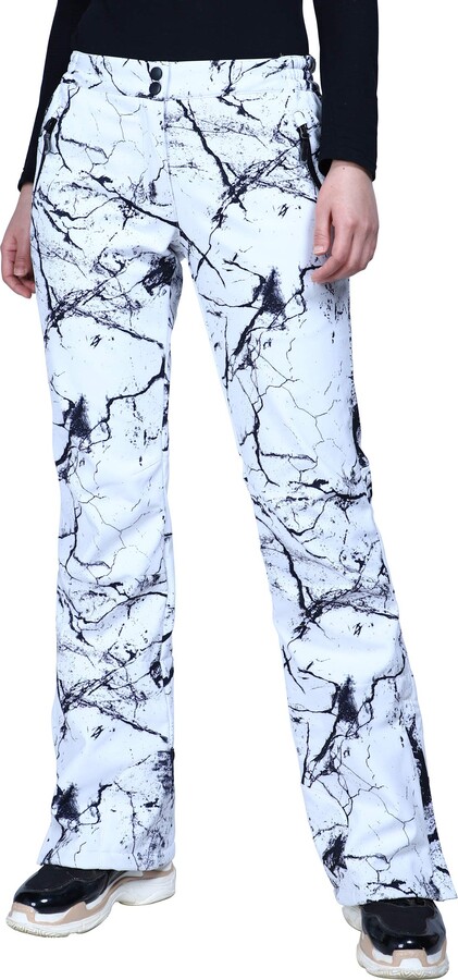 Outdoor Ventures Women's Snow Pants Waterproof Windproof Outdoor Fleece Lined Softshell Insulated Ski Pants with Boot Gaiters 