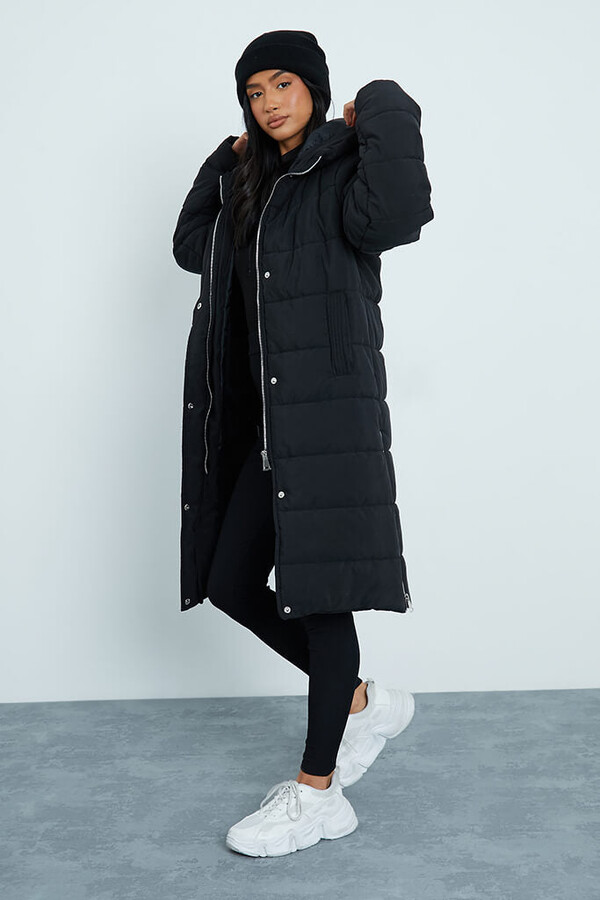 I SAW IT FIRST Black Petite Longline Padded Hooded Coat - ShopStyle