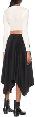 Loewe Pleated cotton-blend midi skirt
