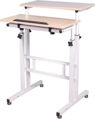usbroway soges Mobile Standing DeskAdjustable Height, Roling Sit-Stand Desk, Small Standing Computer Desk Workstation on Wheels, Sit Stand Up Desk for Home...