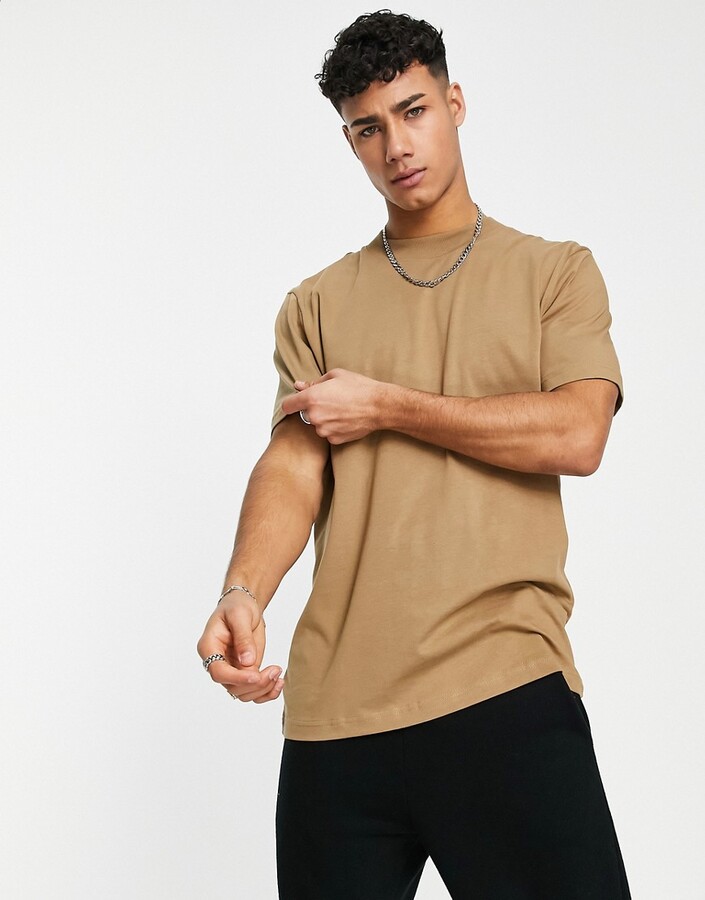 yellow high neck t shirt