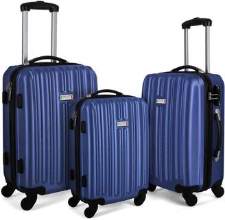 Milano ABS Luxury Shockproof Luggage 3 Piece Set Blue