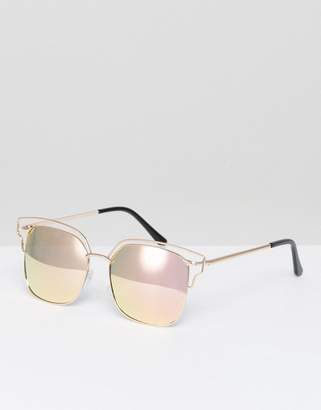 A. J. Morgan Aj Morgan Square Metal Sunglasses In Rose Gold With Mirror Lens