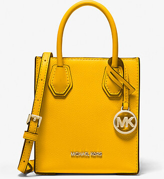 Michael Kors Gusset Crossbody Bag Large Yellow in PVC/Leather with