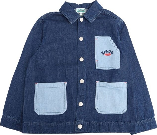 Kenzo Kids Logo-Embroidered Button-Up Denim Jacket