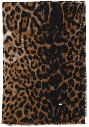 Saint Laurent Leopard Print Scarf