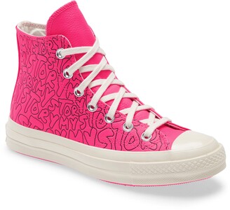 mens pink high top sneakers