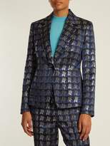 Thumbnail for your product : Diane von Furstenberg Waved Check Single Breasted Jacquard Jacket - Womens - Navy Multi