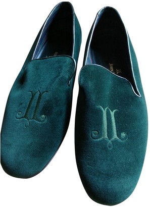 green velvet flat shoes