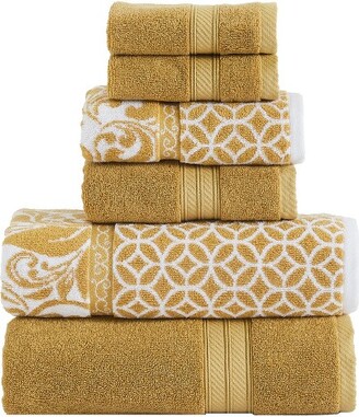 Superior Cotton Waffle Honeycomb 6 Piece Hand Towel Set ,Gold