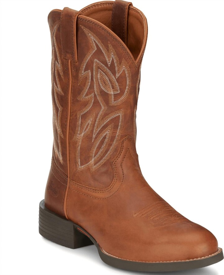 Justin Men's Rendon Brown Western Boots - Ee Width In Cognac