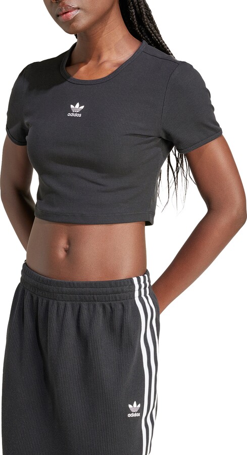 adidas Essentials Trefoil Logo Crop Rib T-Shirt