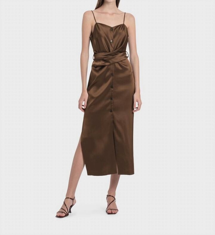 Nanushka Sayan Dress In Brown