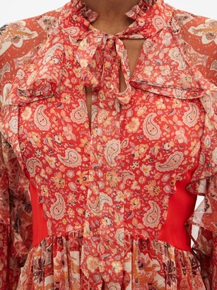 Etro Sash-neck Paisley-print Silk-chiffon Maxi Dress - Red Multi