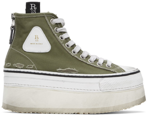 olive green platform sneakers