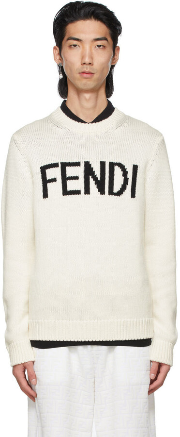 hovedsagelig klodset twinkle Fendi White Wool Jacquard Sweater - ShopStyle