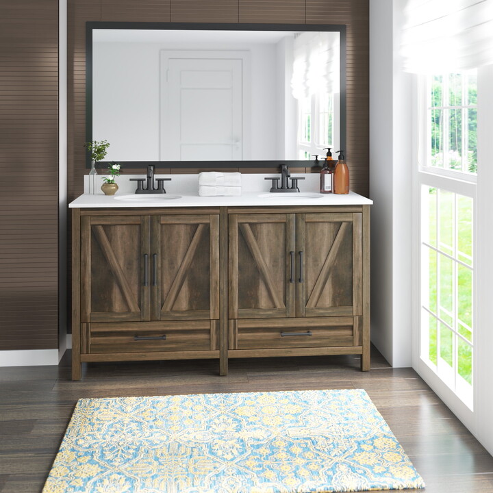 Twin Star Home 60" Double Bathroom Vanity, Canyon Lake Pine