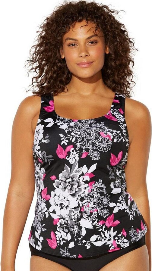 Swimsuits for All Women’s Plus Size Classic Tankini Top, 12 Garden
