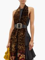 Thumbnail for your product : Etro Leopard-print Velvet And Silk-satin Scarf - Womens - Pink