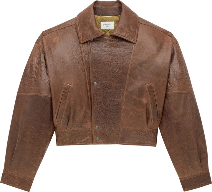 Saint Laurent Leather Cropped Jacket