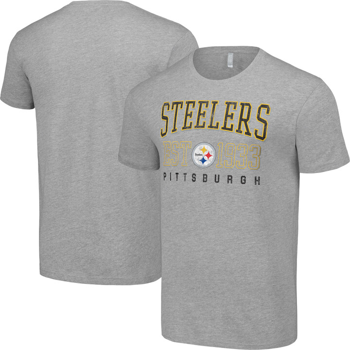 Men's Starter Heather Gray Pittsburgh Steelers Throwback Logo T-Shirt