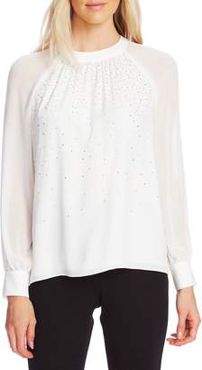 Vince Camuto Embellished Front Chiffon Sleeve Top
