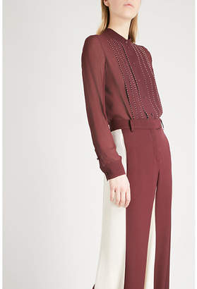 Valentino Bead-embellished silk-crepe shirt