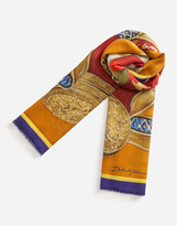 Thumbnail for your product : Dolce & Gabbana Scarf In Modal And Cashmere With Silk Road Print: 140 X 140cm- 55 X 55 Inches