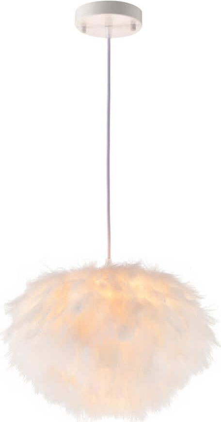 Greenville Signature Sokan 60-Watt 1-Light White Shaded Pendant Light with Duck's Down Shade, No Bulbs Included