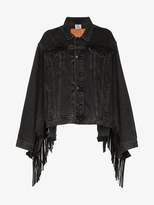 Thumbnail for your product : Vetements Fringed denim and leather jacket