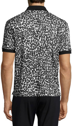Alexander McQueen Leopard Piqué Polo Shirt, Black