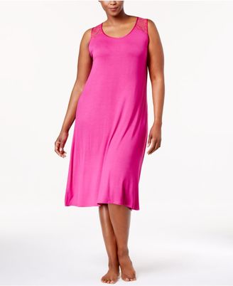 Thalia Sodi Plus Size Lace-Trimmed Keyhole-Back Knit Nightgown, Created for Macy's