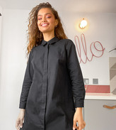 Thumbnail for your product : ASOS Petite ASOS DESIGN Petite cotton mini shirt dress in black