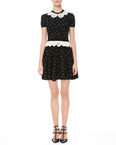 Thumbnail for your product : RED Valentino Rose-Scalloped Polka Dot Dress