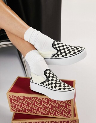 vans slip on platform checkerboard