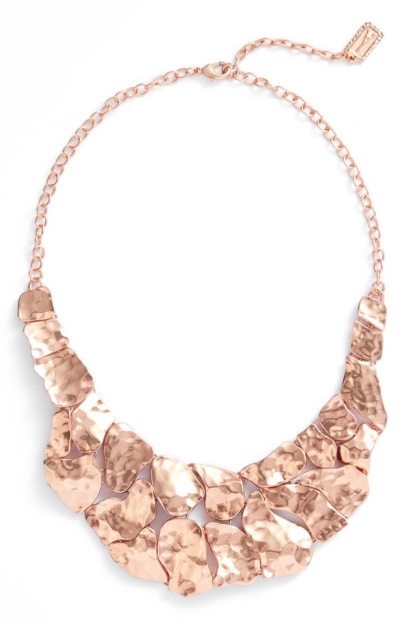 Fashion Jewellery Statement Cord Necklace with Chunky Rose Gold Pendant M216