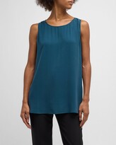 Thumbnail for your product : Eileen Fisher Scoop-Neck Georgette Crepe Tank